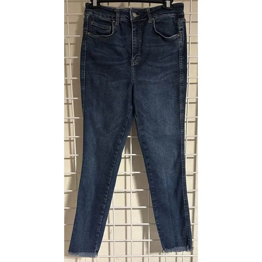 Free People We The Free Raw Hem High Rise Jegging Size 31 Dark Wash Skinny‎